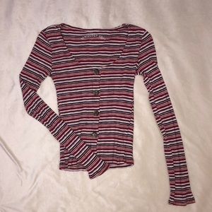 LONG SLEEVE FORM FITTING STRIPED TOP! 🤎❤️🤍🧡